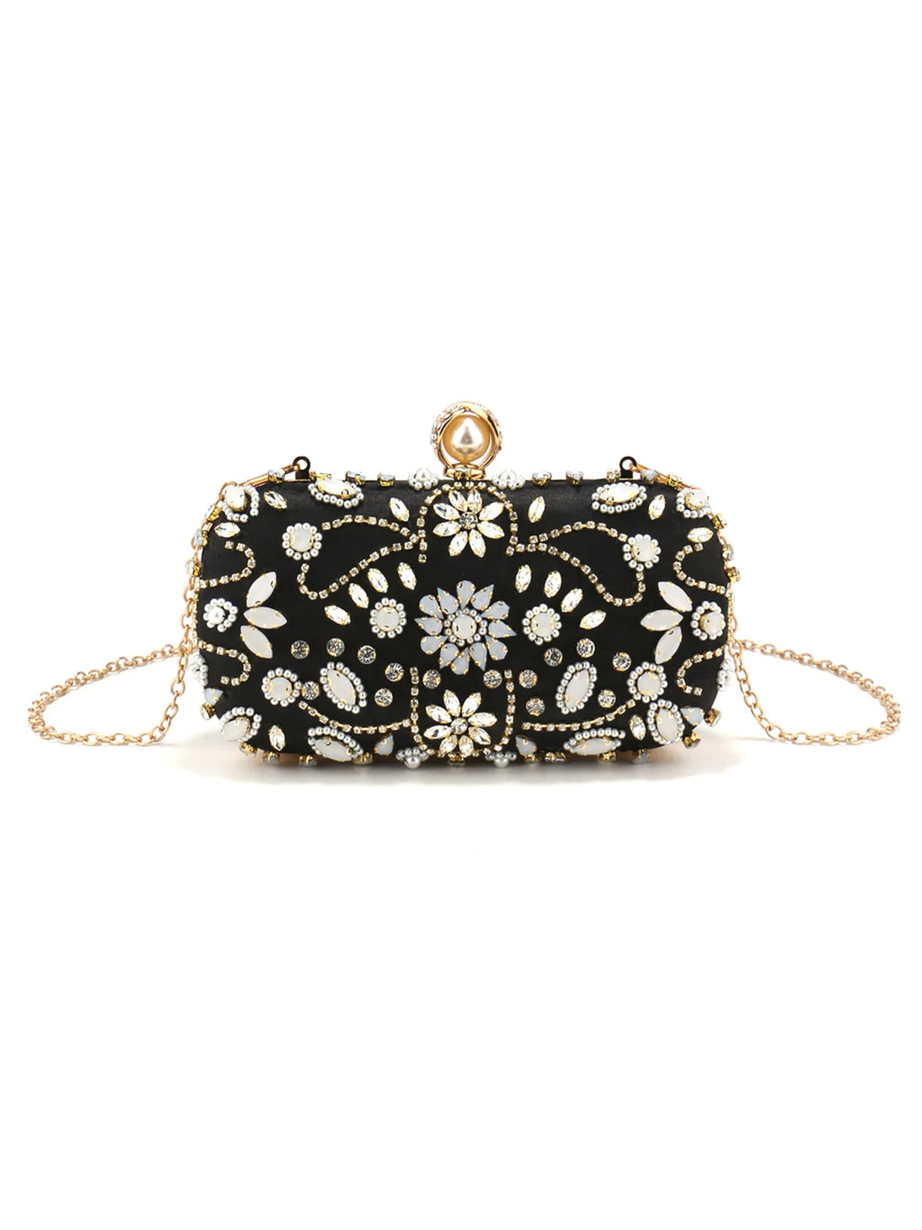 Pearl Beaded Diamond Evening Clutch