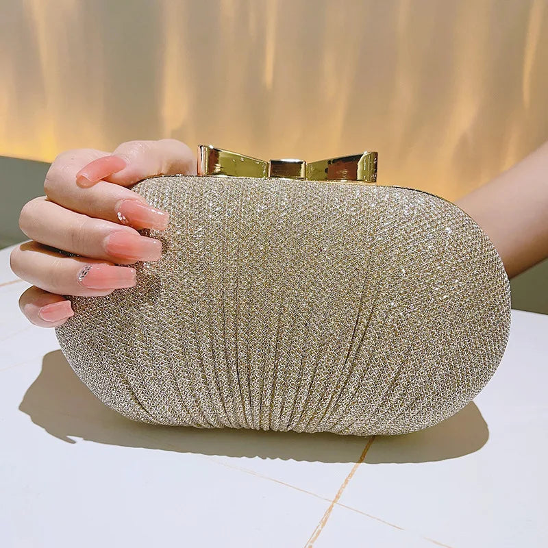 Wedding Bridal Clutch Handbag Rhinestones Clutch Elegant Egg Shoulder Bags Shape Banquet Clutch Purse For Party Girl Women