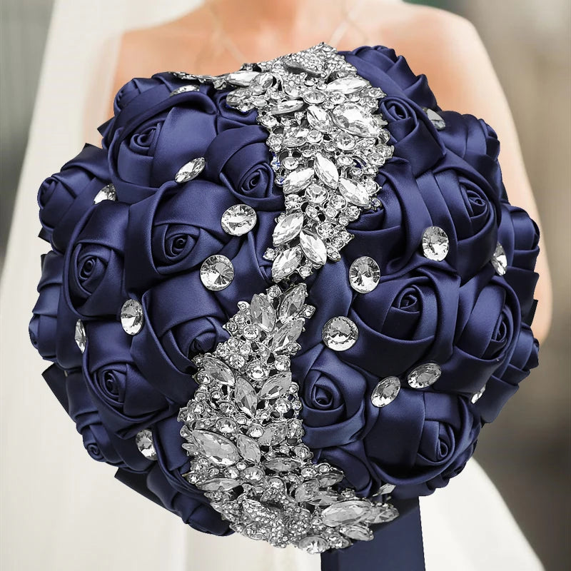 Navy Champagne Wedding Bouquet Flowers