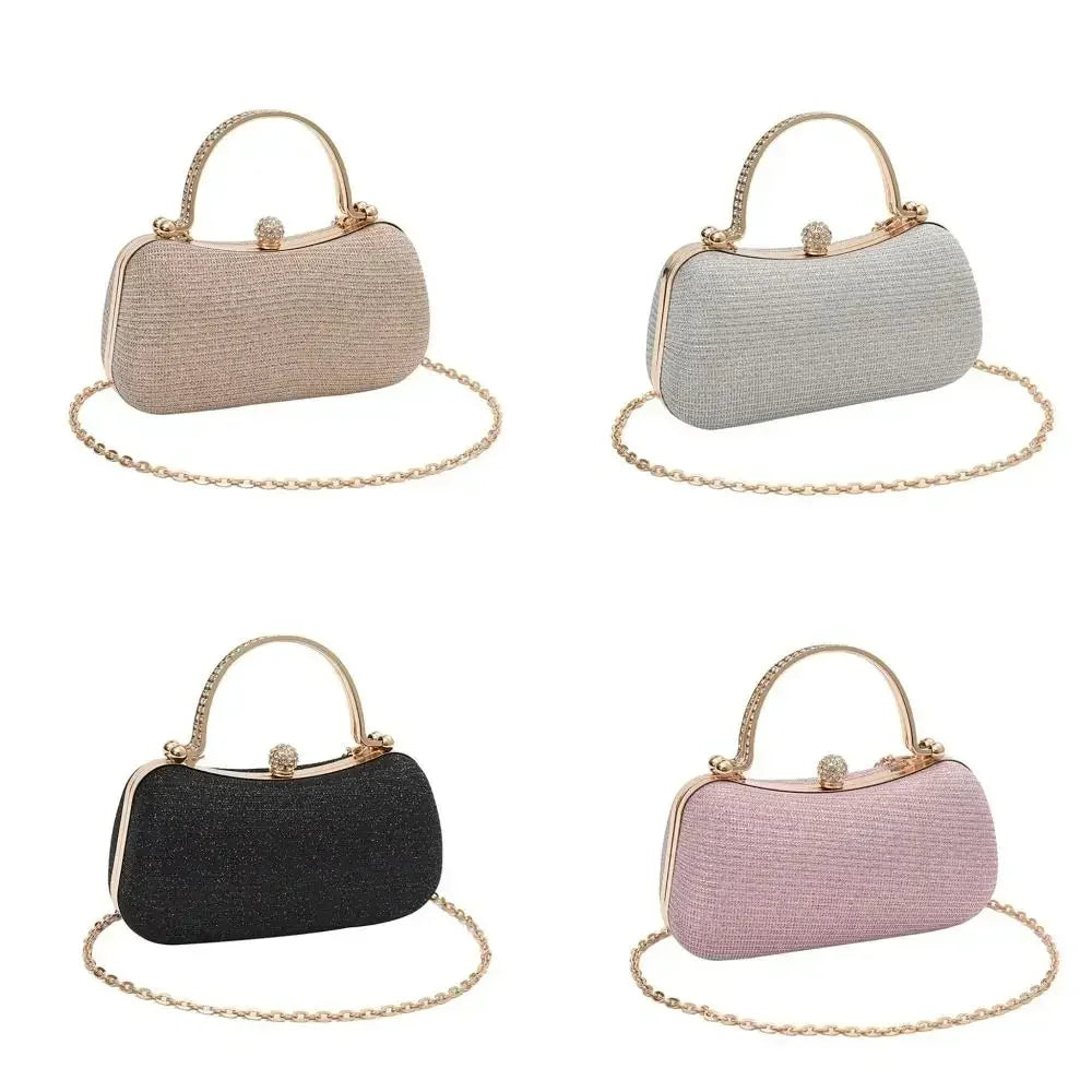 Wedding Bridal Beaded Women Evening Bag Dinner Bag Chain Shoulder Handbags Elegant Rhinestones Clutch Egg Shape Evening Bag