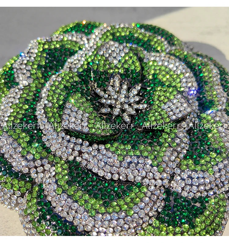 Rose-Shaped Crystal Bridal Clutch