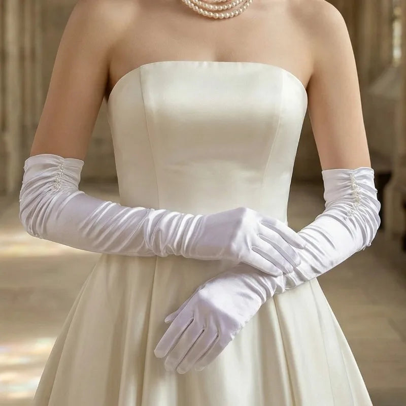 Wholesale Bridal Gloves Beaded with Finger Bride Gloves Guantes Wedding Accessories