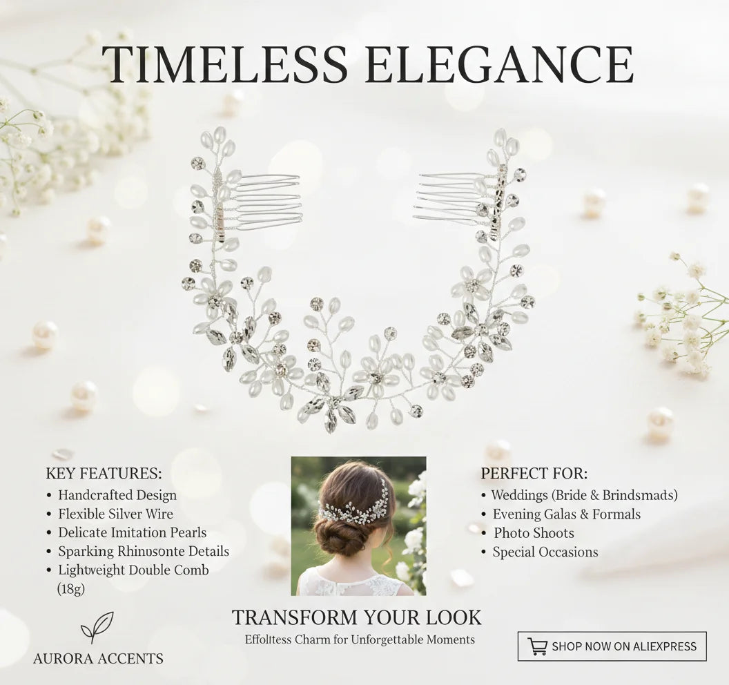Floral Pearl and Rhinestone Bridal Hair Vine