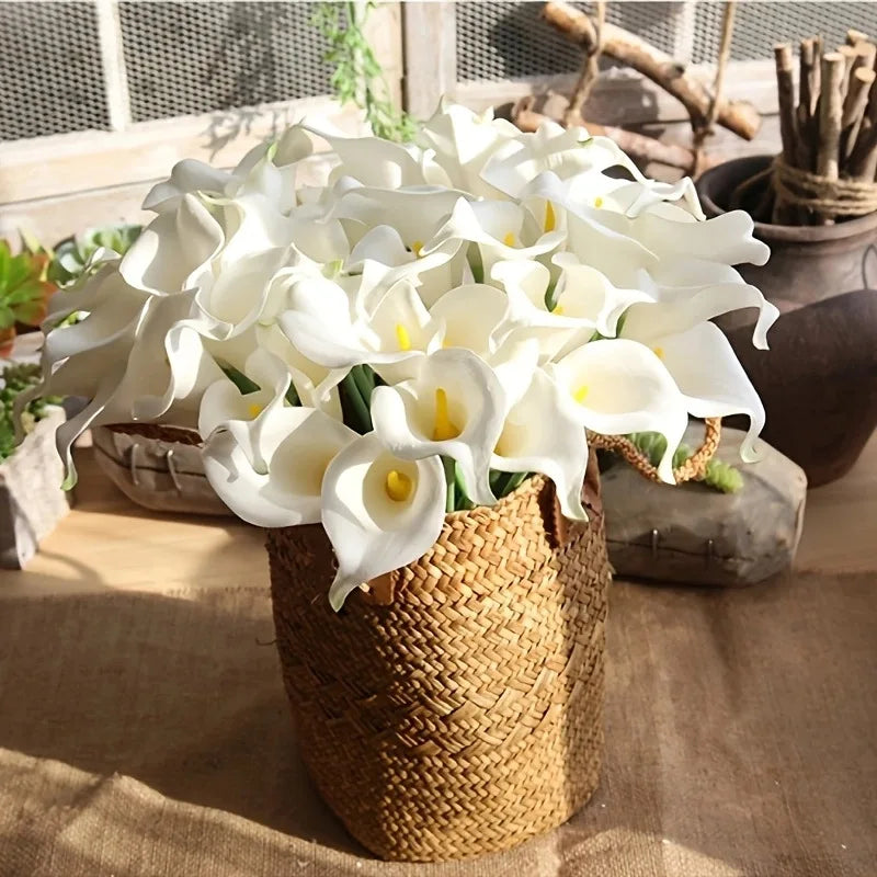 10PCS Artificial Calla Lily Flowers PU Fake Flowers for Weddings Bouquet Bridal Shower DIY Bridal Bouquets Home Party Decoration