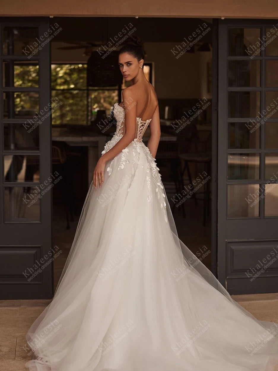 Tiered Tulle Strapless A-Line Wedding Dress