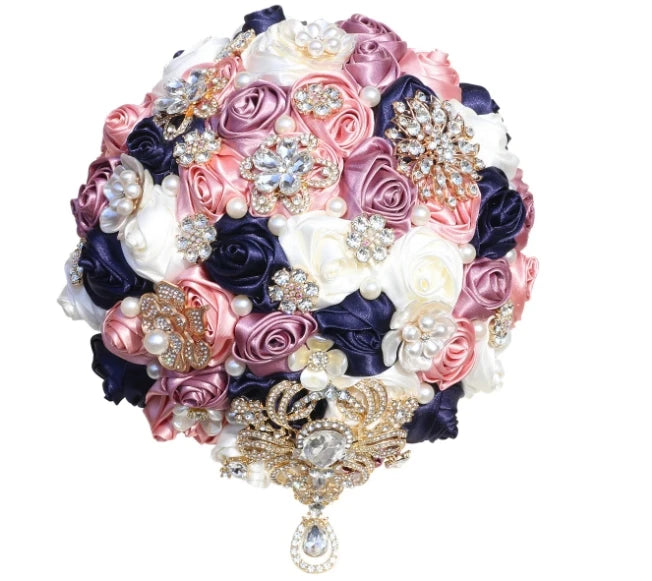 Navy Champagne Wedding Bouquet Flowers