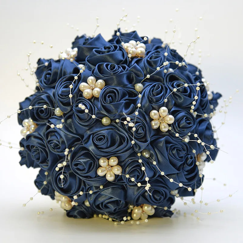 Navy Champagne Wedding Bouquet Flowers