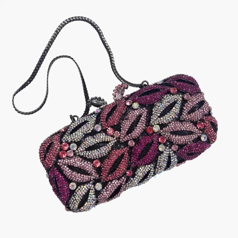XIYUAN Lips Shaped Diamond Woman's Handbag Eleagnt Wedding Bridal Clutch Purse Red Crystal Evening Party Bag Ladies Gift Bags
