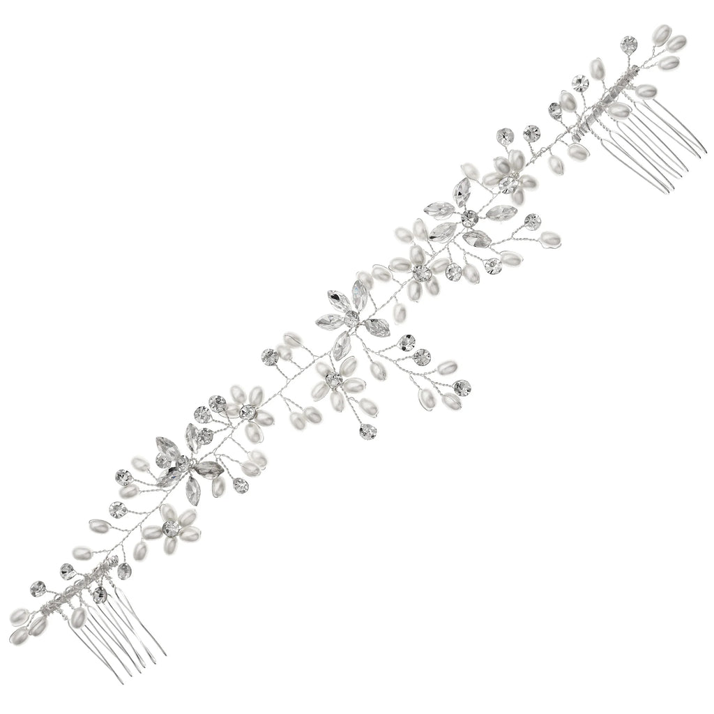 Floral Pearl and Rhinestone Bridal Hair Vine