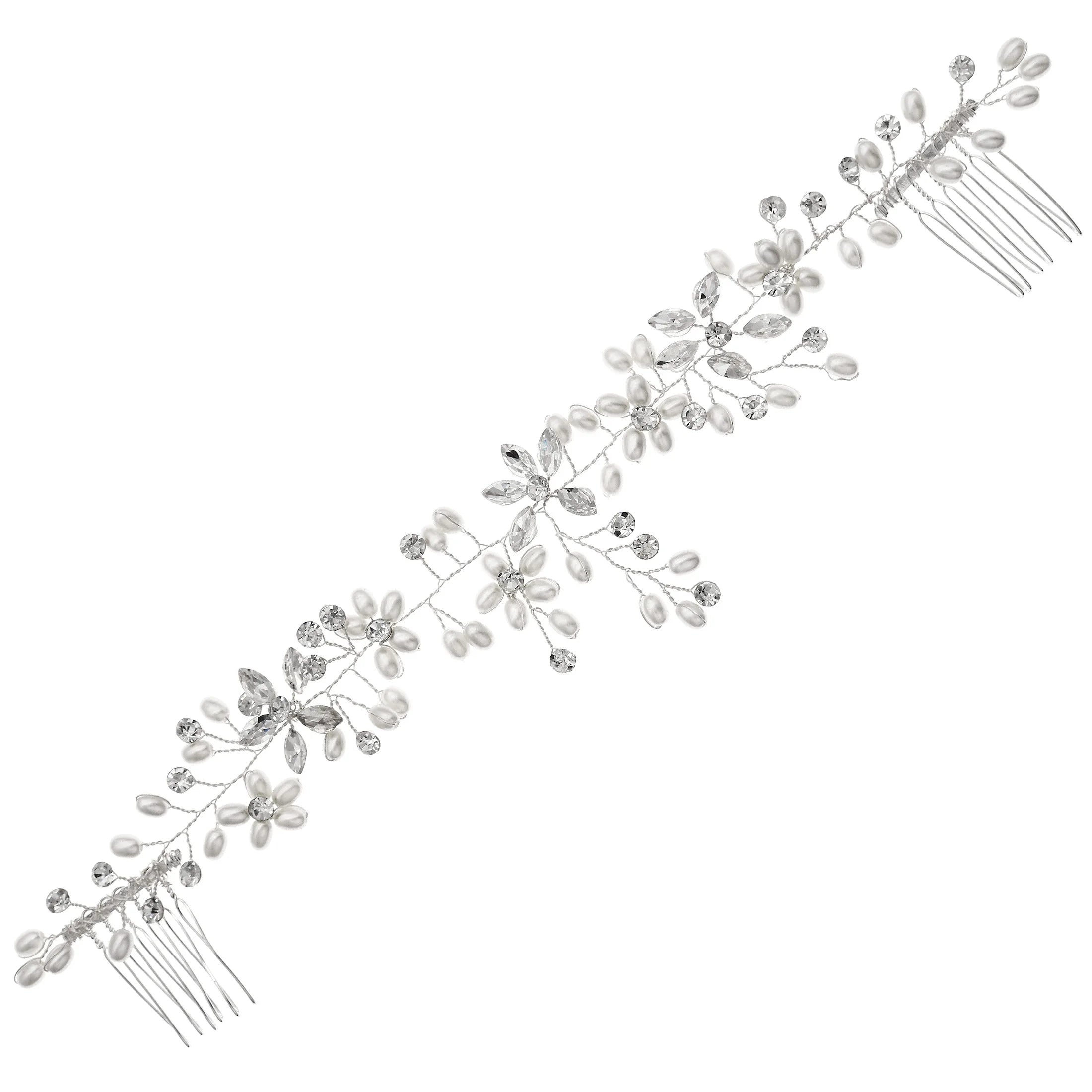 Floral Pearl and Rhinestone Bridal Hair Vine