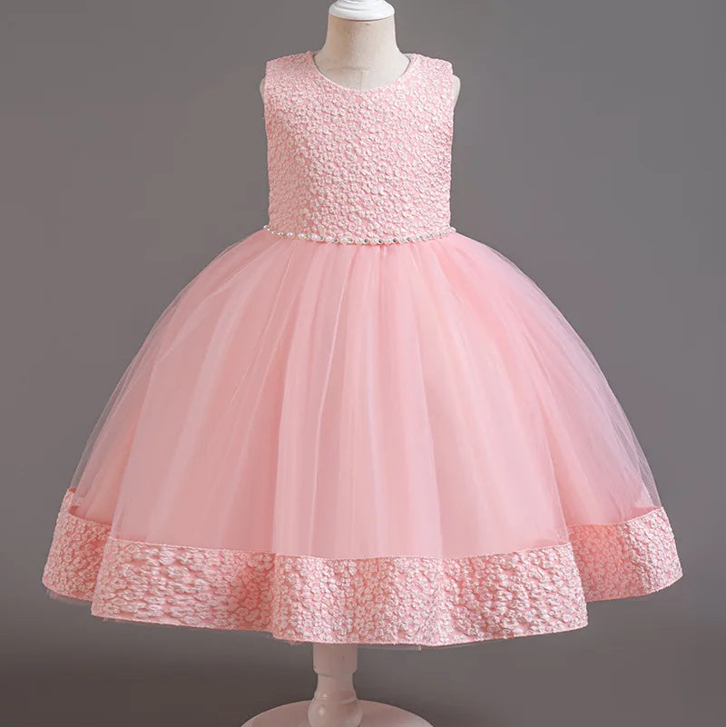 Long-Sleeve Flower Girl Dress Set