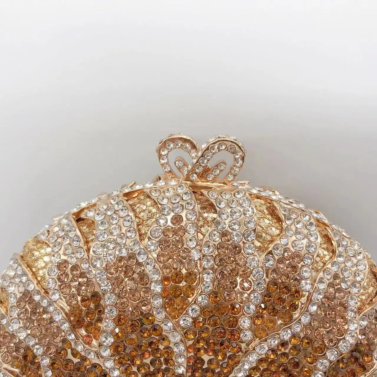 Wedding Bridal Party Purse White/Brown Diamond Minaudiere Luxury Rhinestone