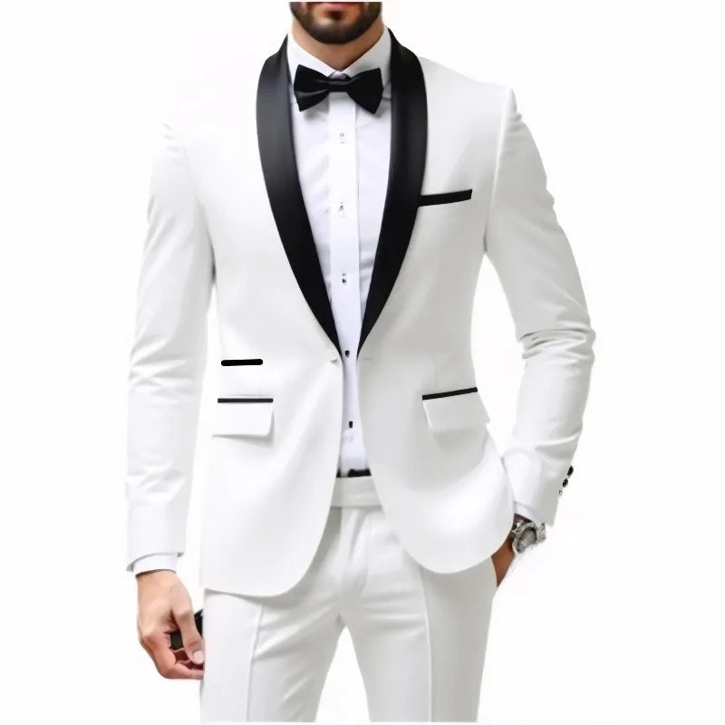 Men's Suit Ensemble - Men's Formal Suit Set - 2-piece Set for Wedding Groom's Attire - Business Wedding Banquet Attire Suit Men