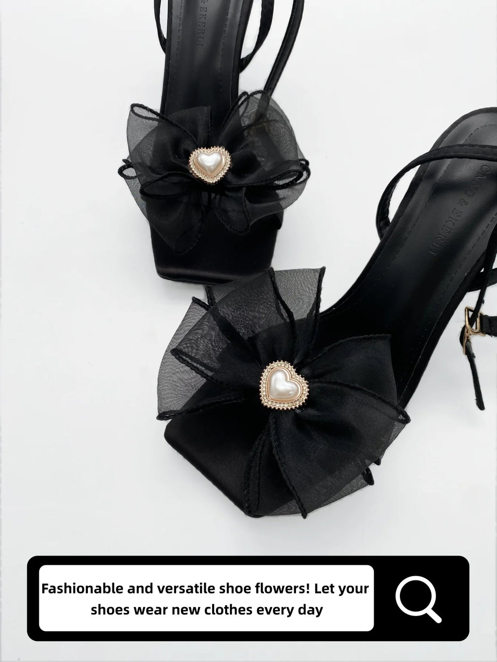 1 pair of new bride shoes white big bow women's shoe buckle DIY detachable daily all matching slimming satin shoes flower shoe c