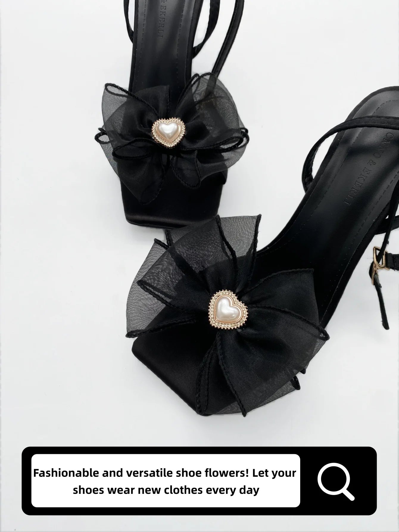 1 pair of new bride shoes white big bow women's shoe buckle DIY detachable daily all matching slimming satin shoes flower shoe c
