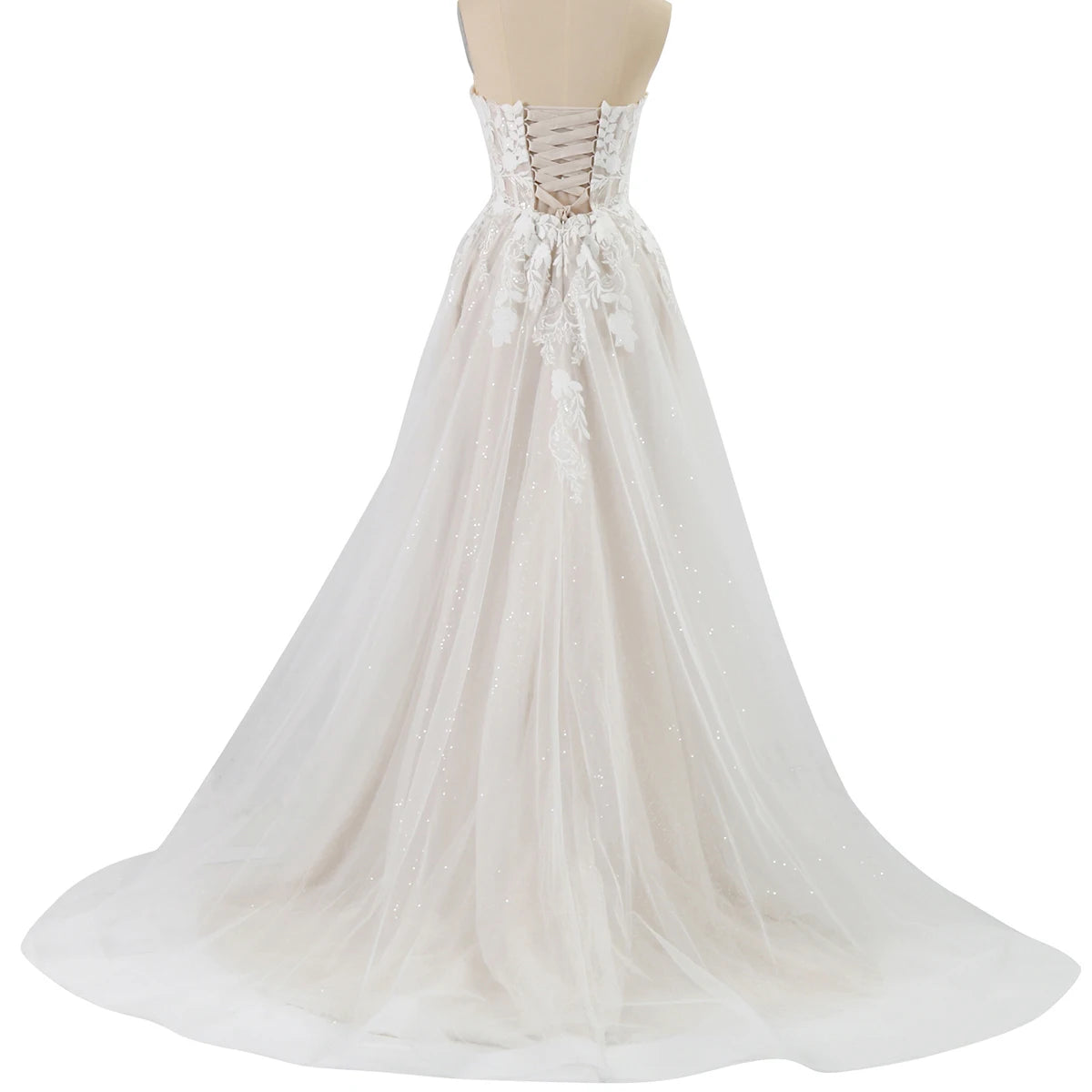 Elegant Lace Wedding Dresses for Women 2024 Sleeveless Deep V-Neck Sparkly Bridal Gowns Sweetheart Wedding Gown for Women Luxury