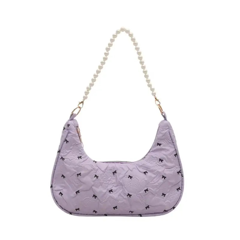 Trendy Wrinkled Bow Purse for Women Versatile Shoulder Bag Elegant Underarm Handbag for Daily Outings
