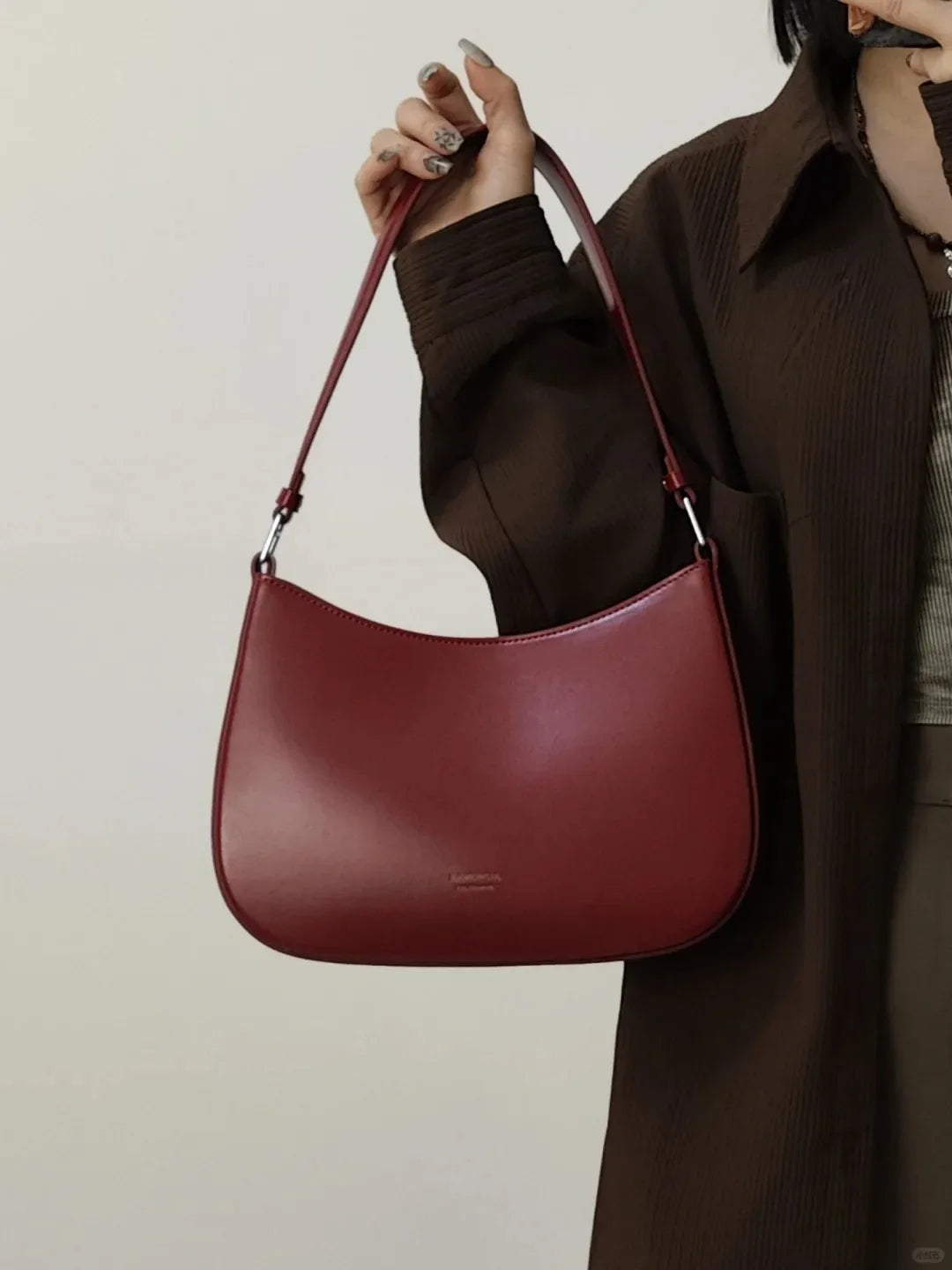 Women Red Baguette Bag Underarm Shoulder Purse Chic Bridal Handbag Designer Style