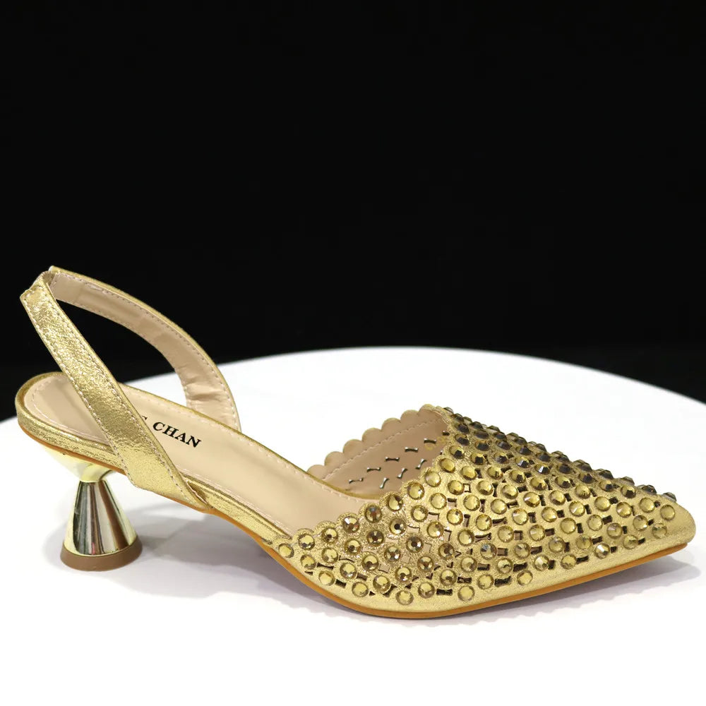 Wine Crystal Pointed-Toe Heels