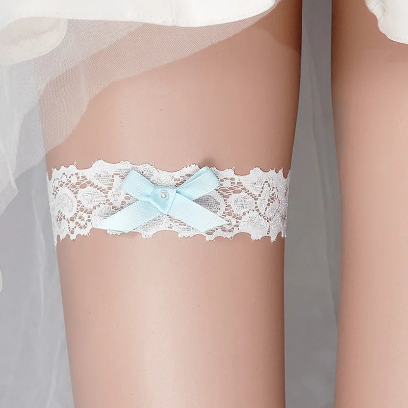 Miallo Bride Sexy Lace Flower Rhinestones Pearls Wedding Garter Belt  Bridal Thigh Leg Garter Ring For Women