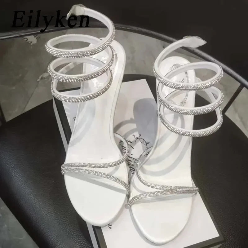 Crystal Stiletto Ankle-Strap Heels