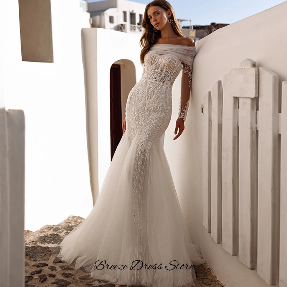 Strapless Beaded Applique Mermaid Bridal Gown