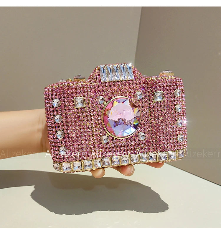 Camera-Shaped Diamond Evening Clutch
