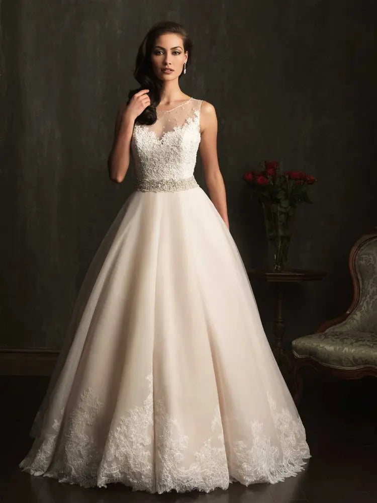 New Vestidos de Novia Vintage Ball Gown Tulle Wedding Dress 2020 Princess Quality Lace Wedding Bride Dress