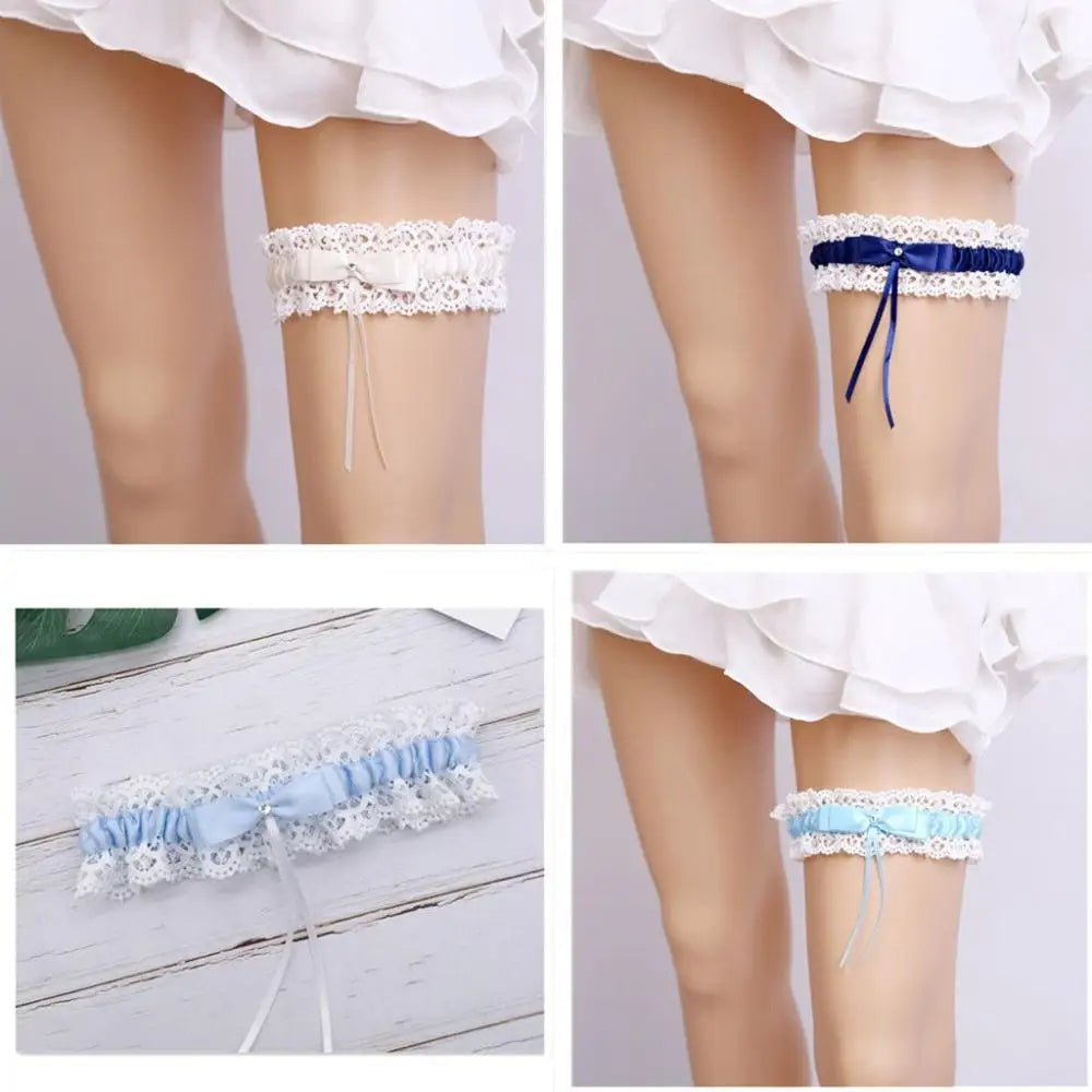 Women Girls Bridal Garter Wedding Accessories Bow Leg Loop Lace Garter Leg Ring