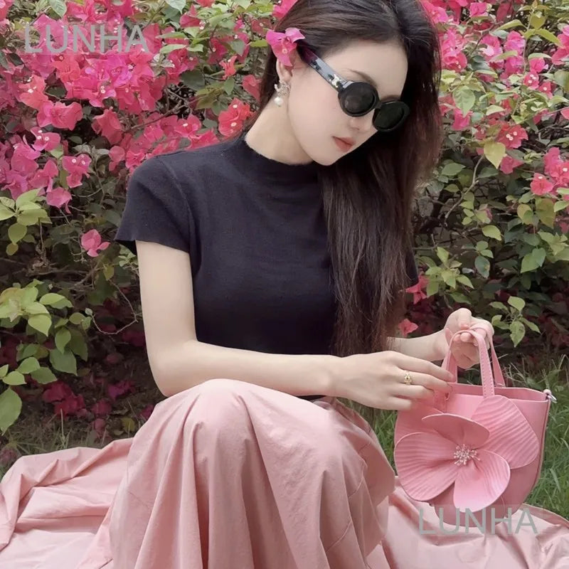 3D Floral Soft PU Leather Women Small Bucket Handbag Wedding Purse Dress Party Evening Bridal Clutch Bag