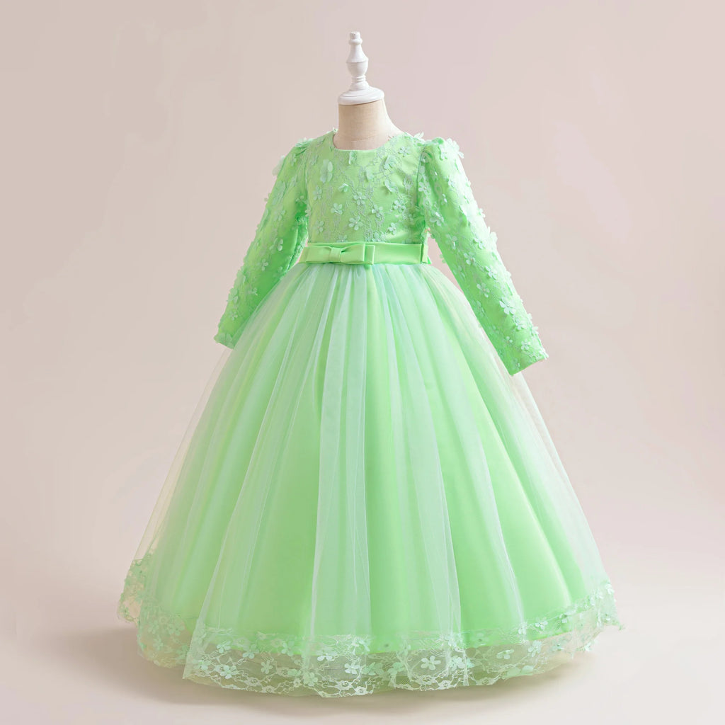 Long-Sleeve Lace Junior Bridesmaid Dress