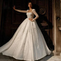 Flavinke Customized Square Neck Wedding Dresses Lace Beading Sequins Princess Ball Gown Bridal Robe De Mariee vestidos de novia