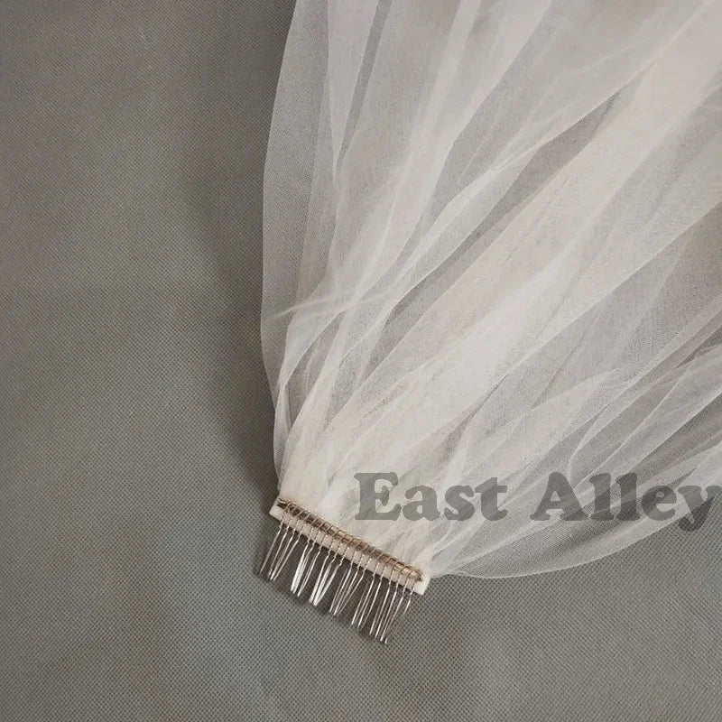 Beaded Crystal-Edge Elbow-Length Bridal Veil with Comb