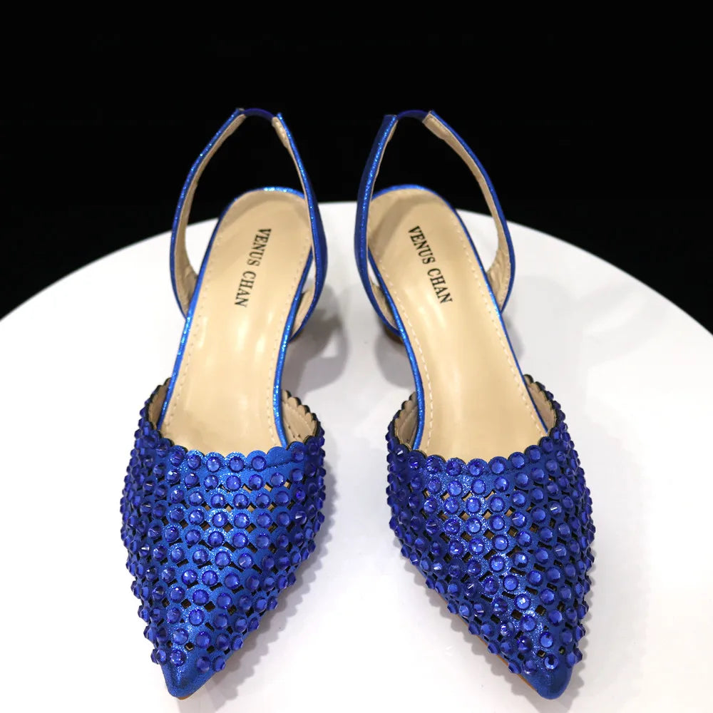 Wine Crystal Pointed-Toe Heels