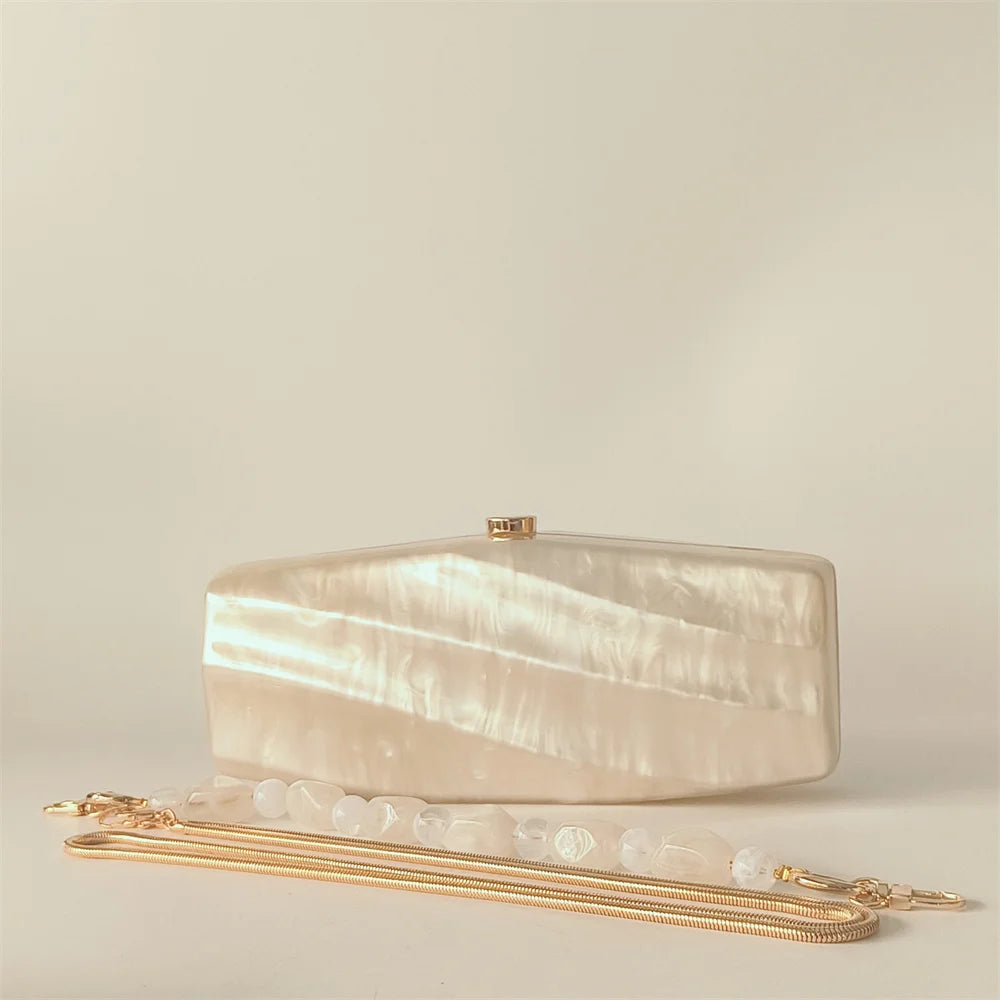 Pearl Marble Acrylic Box Clutch