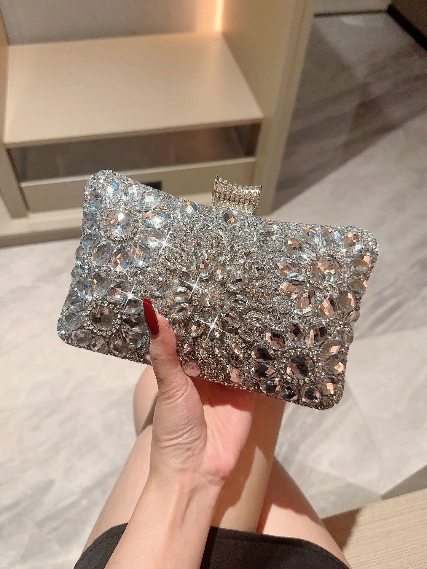 Choice Rhinestone Beaded Clutch Evening Bag Women Wedding Party Purse Evening Banquet Bag European Exquisite Bridal Purse para