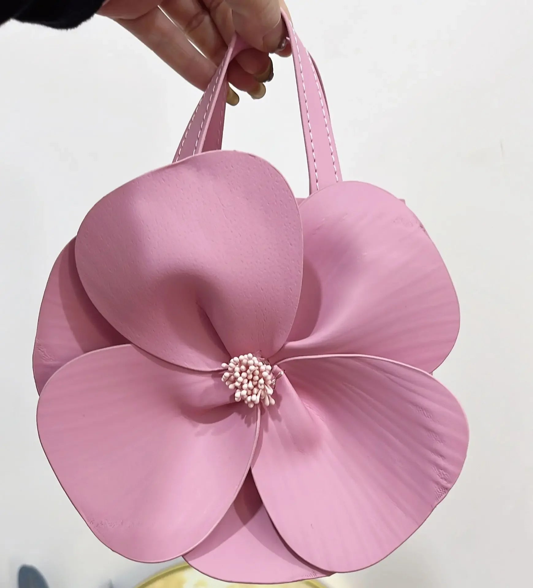 3D Floral Soft PU Leather Women Small Bucket Handbag Wedding Purse Dress Party Evening Bridal Clutch Bag