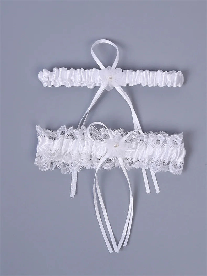 Ivory Sexy Lace Bowknot Bridal Garter Set Wedding Accessoreis Leg Garters Belt
