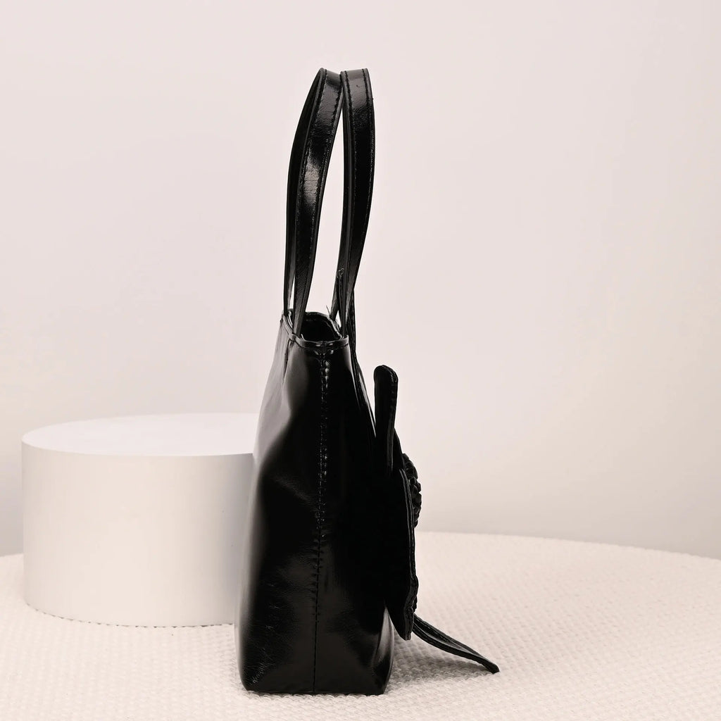 3D Floral Soft PU Leather Women Bucket Handbag Wedding Purse Dress Party Evening Bridal Clutch Bag