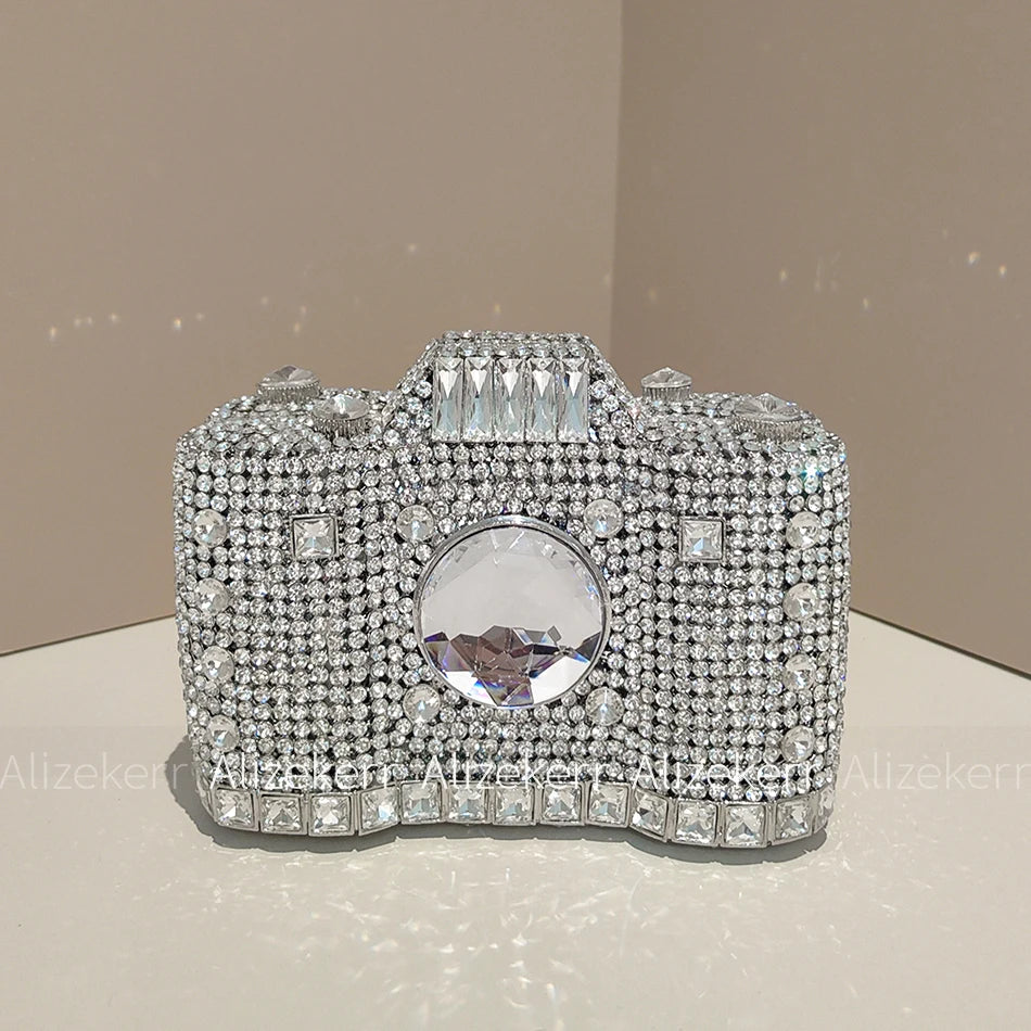 Camera-Shaped Diamond Evening Clutch
