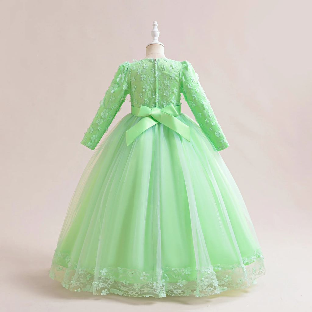 Long-Sleeve Lace Junior Bridesmaid Dress