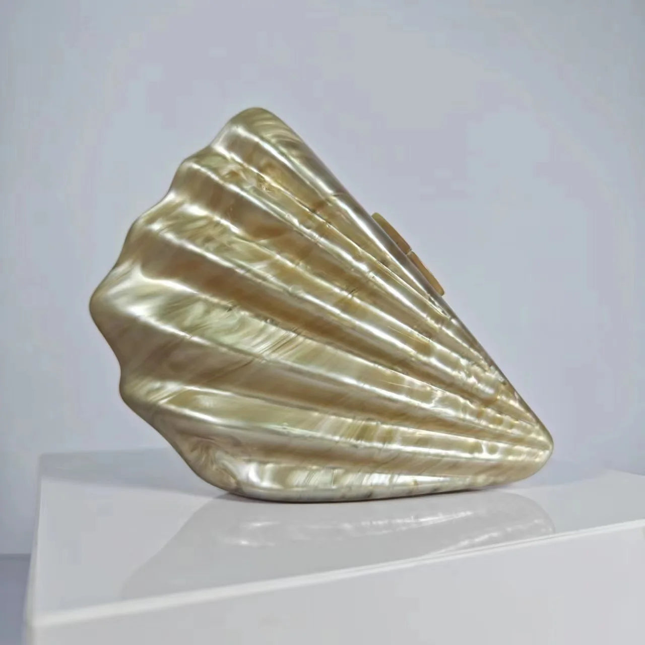 Shell Marble Pearl Box Clutch