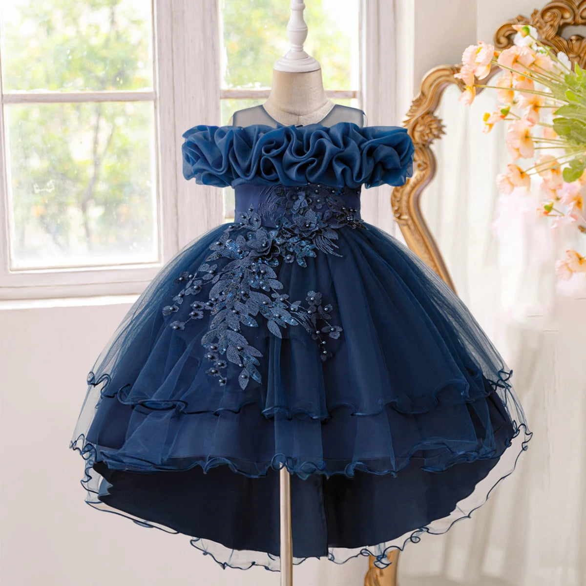 Tulle Bow Flower Bridesmaid Dress