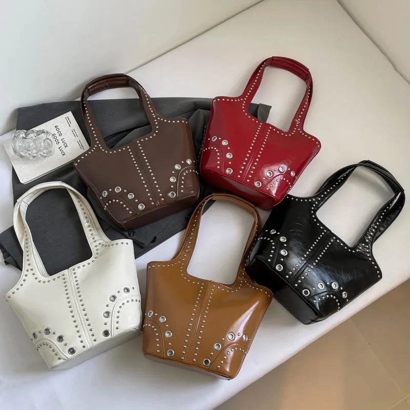 Red Wedding Purse Fashion Handbag Clutch Women Korean Style Solid PU Leather Shoulder Bag Designer Bucket Tote Lady Commute Bag