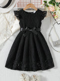 Lace Belted Girls' Formal Dress