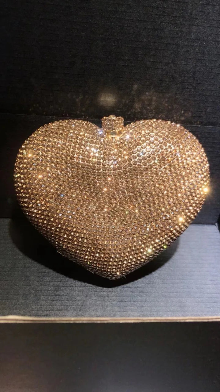Heart-Shaped Crystal Evening Clutch