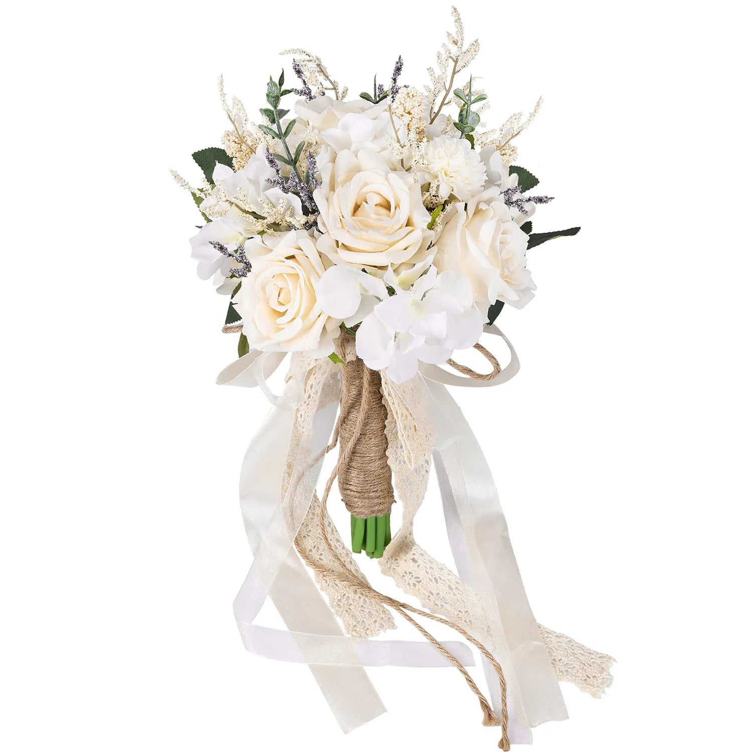 Vintage Boho Ivory Rose Wedding Bouquet