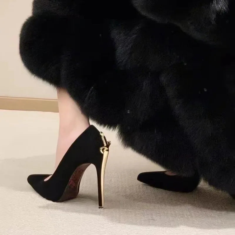 Pointed Toe Stiletto High Heels Female Royal Sister Light Mouth Patent Leather Sexy Celebrity Style Single Shoes