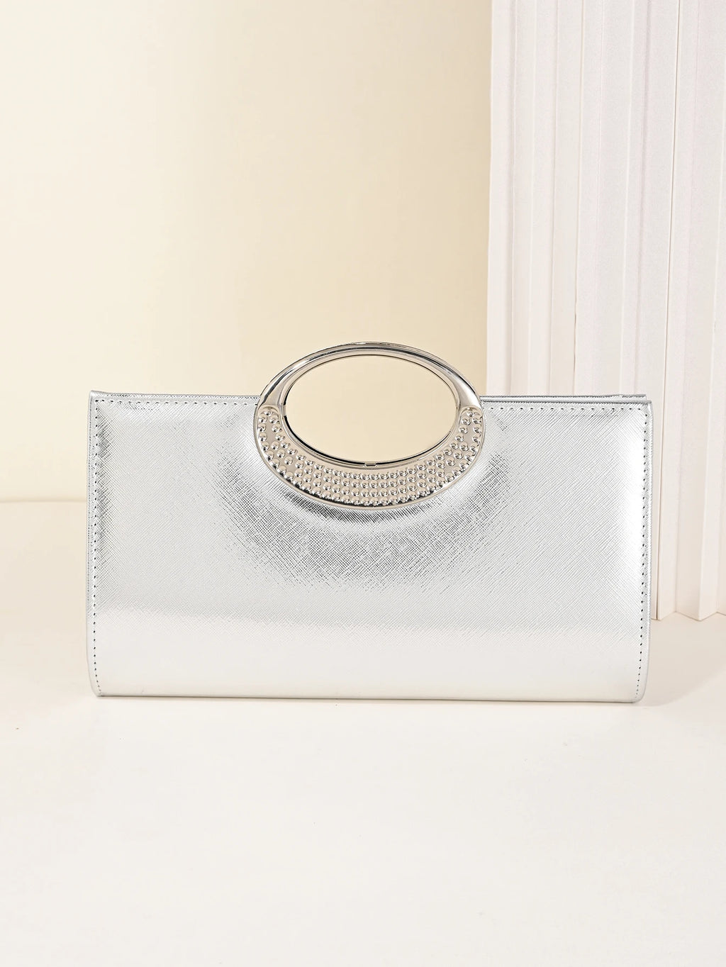 Women's Dinner Bag, European and American Retro Big Ring Clutch, Advanced Texture Diamond Flash Bridal Dinner Bag