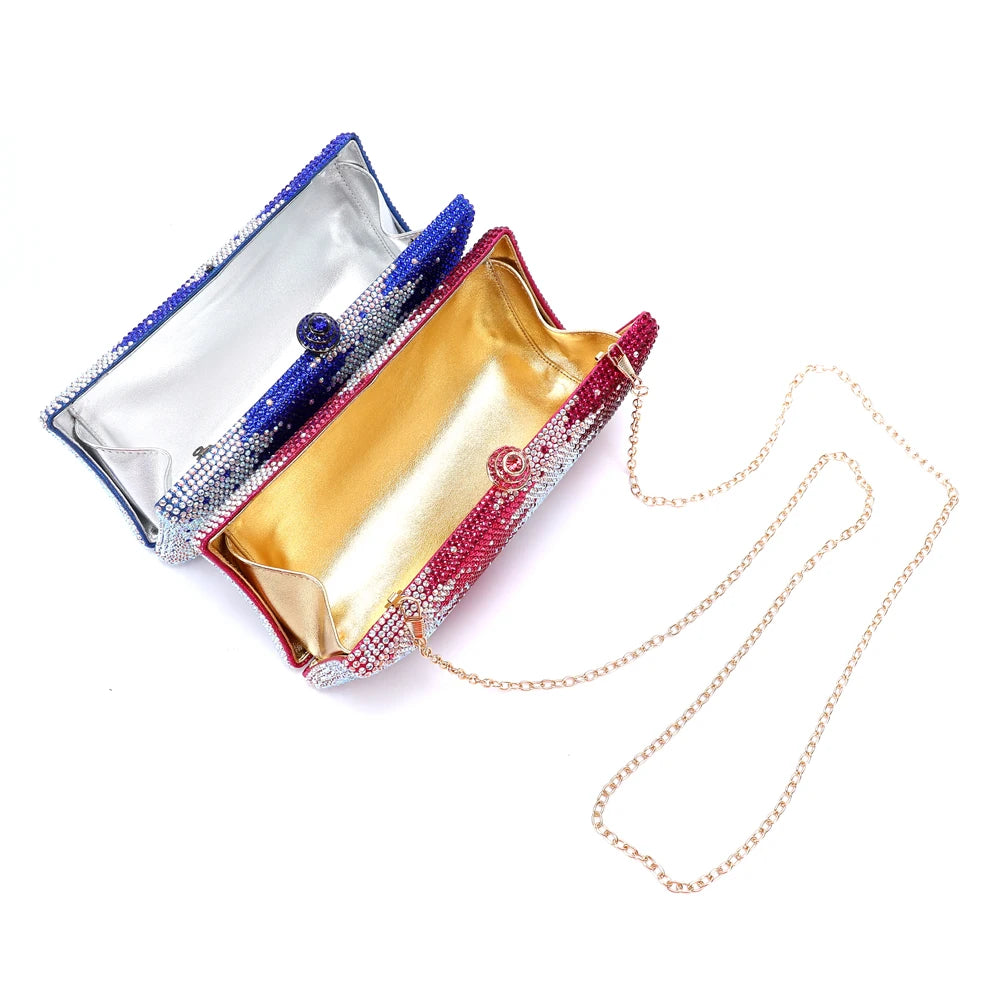 XIYUAN 25 Colors Best Selling Diamond Woman Handbag Crystal Gala Dinner Party Evening Purse Colorful Wedding Bridal Clutch Bag